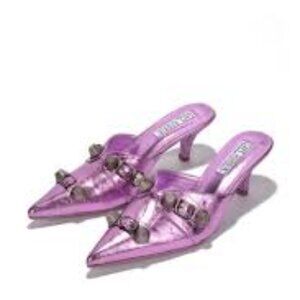 Cape Robbin Vivianly Studded Metallic Pointed Toe Barely There Heels - Lilac 9